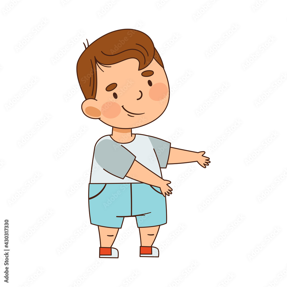 Cute Infant Boy in Diaper Making First Steps Vector Illustration Cute Infant Boy in Diaper Making First Steps Vector Illustration