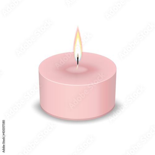 Candle light flame isol on the white
