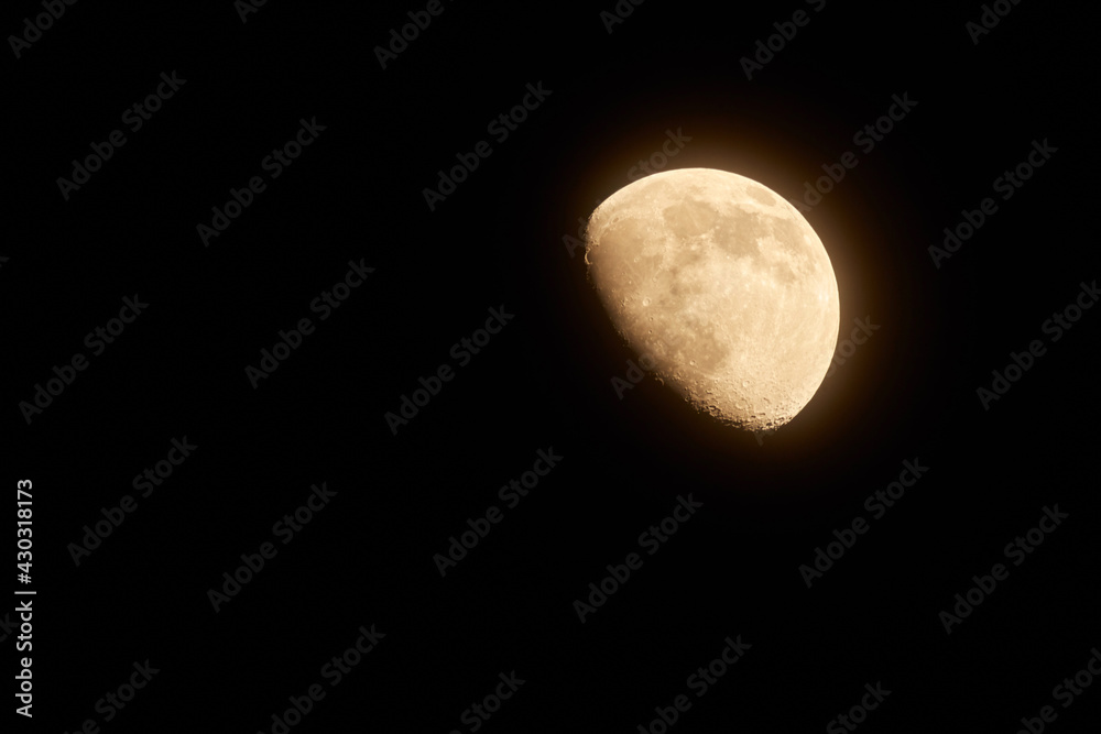 Moon two thirds 66% phase photographed through a long focal telescope. Moon two thirds 66% phase photographed through a long focal telescope.