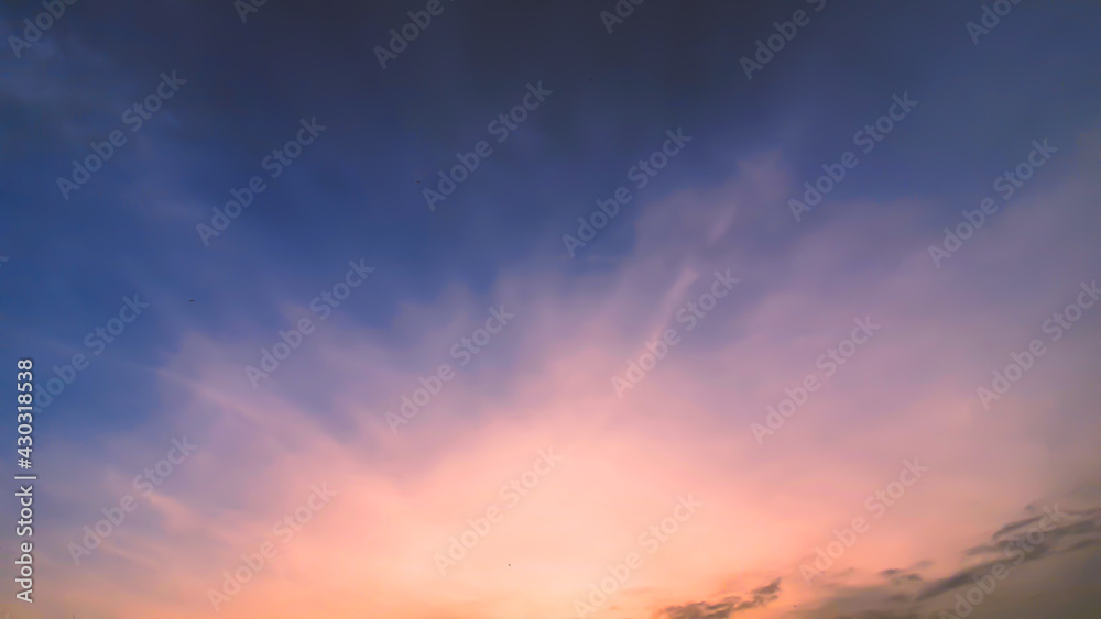 Sunset background , clouds and beautiful sky , sunlight evening