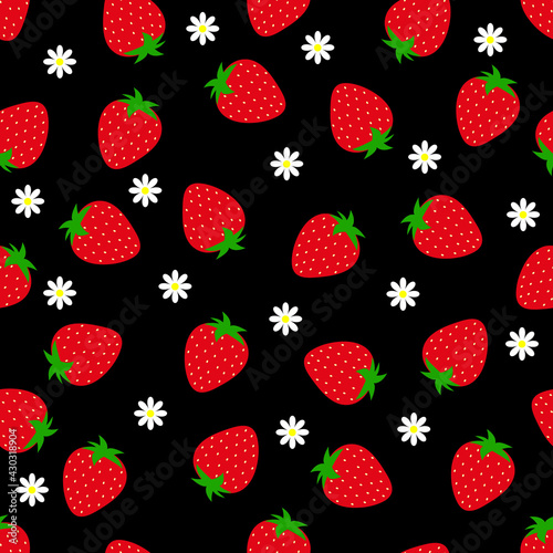Seamless pattern with strawberries . Vector illustration.