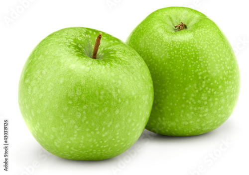 green apples isolated on white background. clipping path