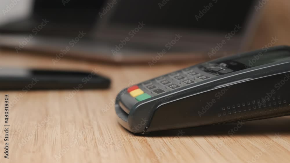 Payment by credit card by contactless NFC technology using pos terminal Payment by credit card by contactless NFC technology using pos terminal