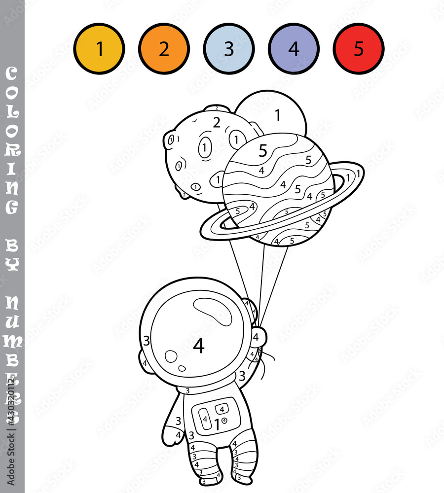 funny coloring by numbers coloring educational game. Vector