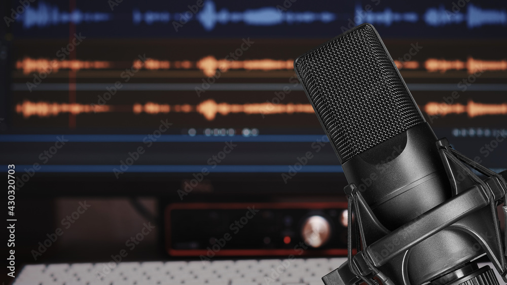 Professional studio microphone. Recording podcast or voice Professional studio microphone. Recording podcast or voice