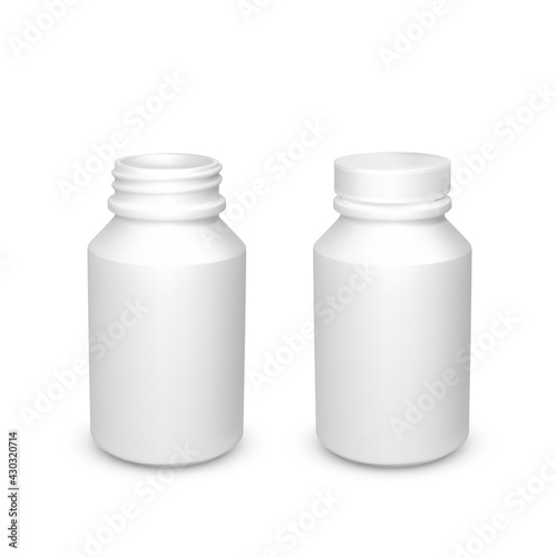 White plastic bottle template isolated on white background. Vector illustation
