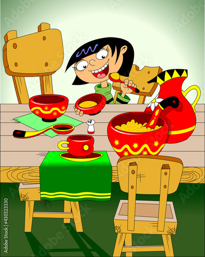 Breakfast for a little girl