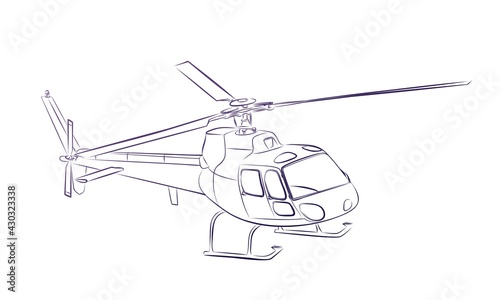 The sketch of a big helicopter.