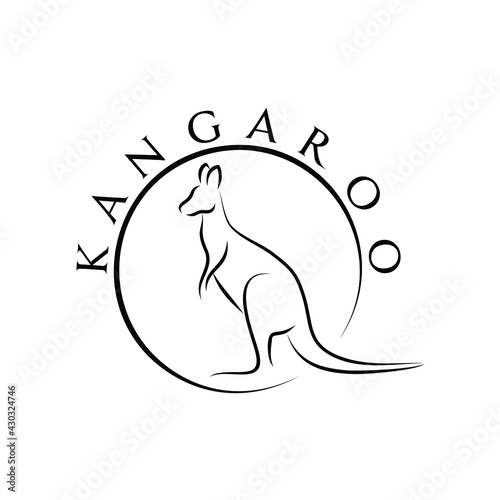 standing kangaroo line art logo vector illustration