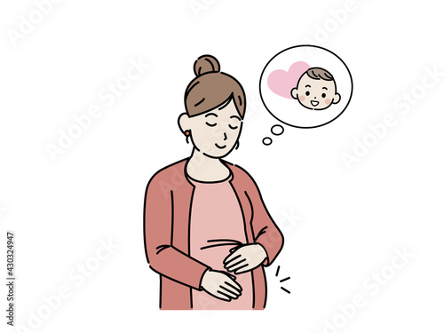 妊婦　妊娠　赤ちゃんを授かる　女性　イラスト素材