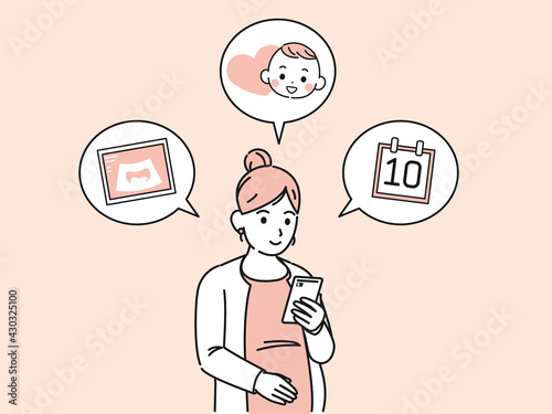 出産予定日の確認をする妊婦 エコー検査 妊娠週数 イラスト素材 Stock Vektorgrafik Adobe Stock