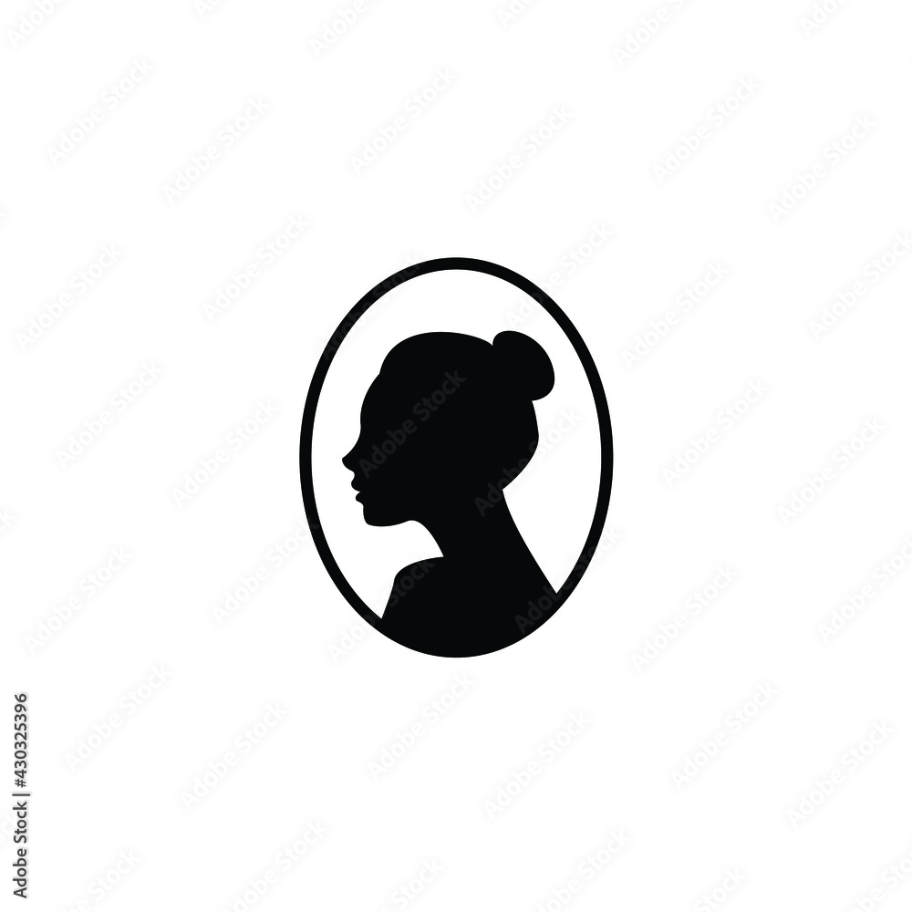 beauty hair bun women silhouette logo vector