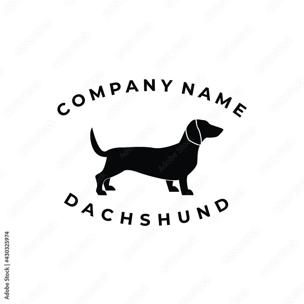 dachshund pet dog silhouette logo badge stamp vector illustration