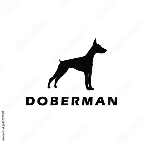 doberman dog silhouette logo design vector