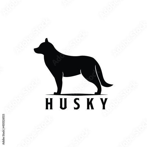 husky dog silhouette logo design vector illustration