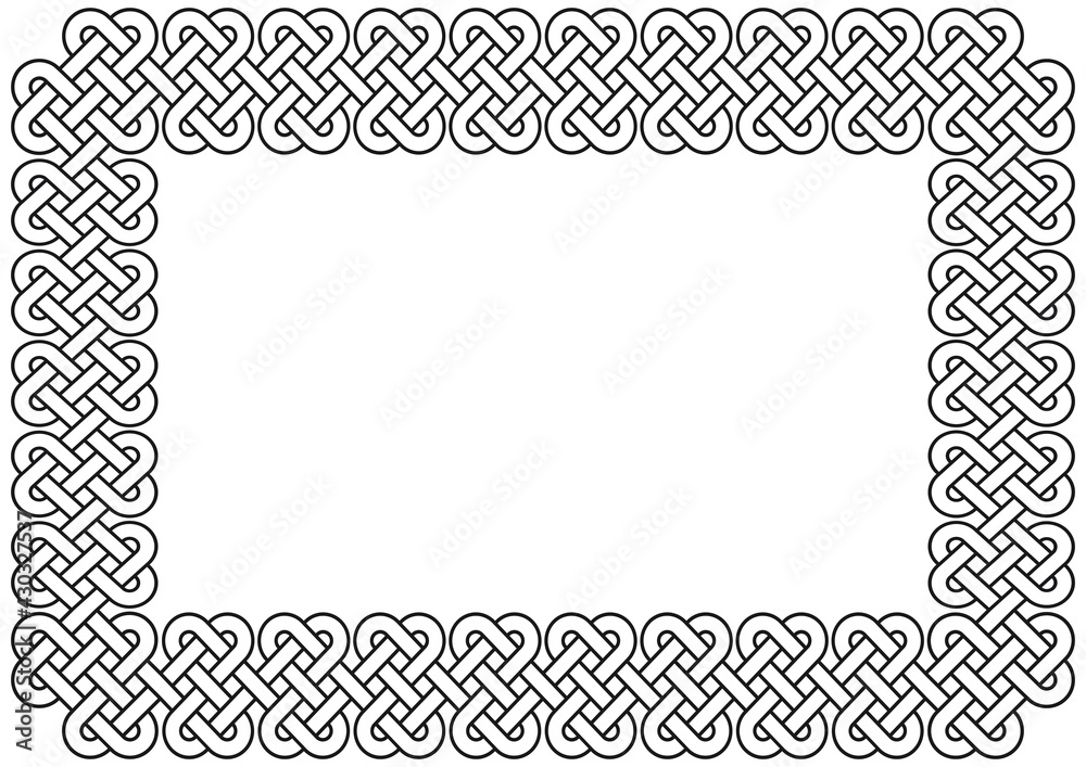 Celtic knot braided frame. Linear border made with Celtic knots for use in designs for St. Patrick's Day.
