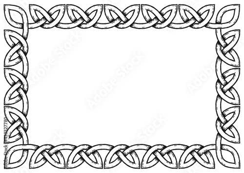 Simple Celtic knot frame, with shadows. Linear border made with Celtic knots for use in designs for St. Patrick's Day.