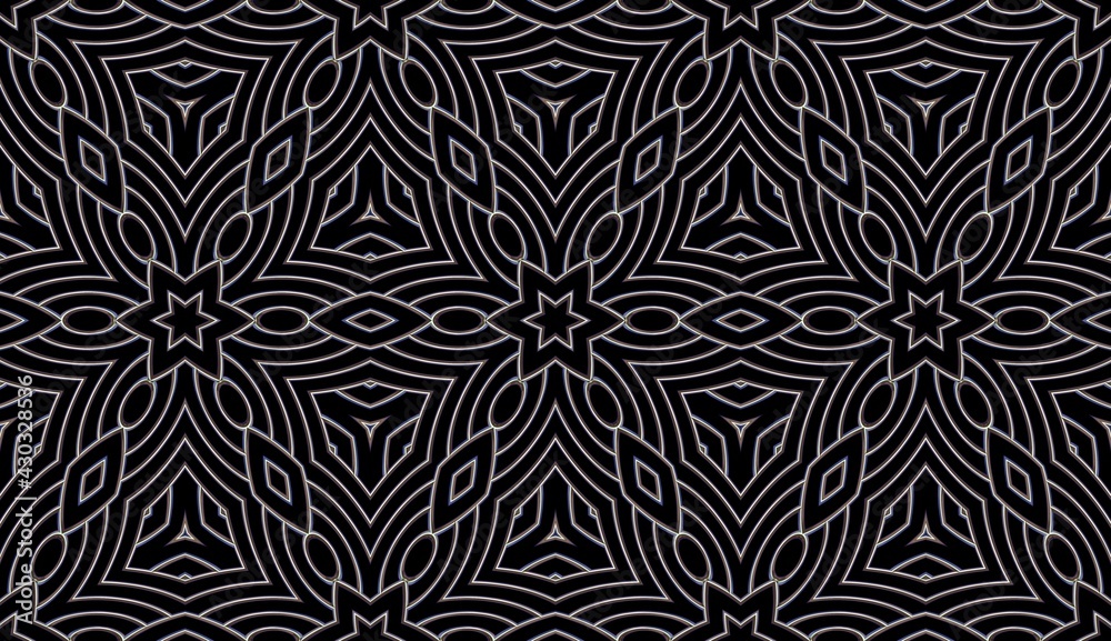 Embossed Ornament Pattern Tile Silver Texture