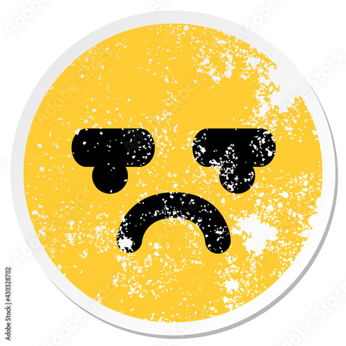 displeased face circular sticker