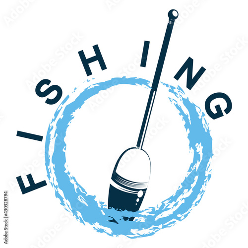Float on blue water waves sport fishing symbol