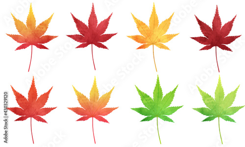 秋の紅葉の水彩風のベクターイラスト素材