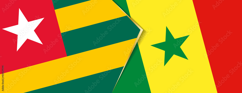 Togo and Senegal flags, two vector flags. Togo and Senegal flags, two vector flags.