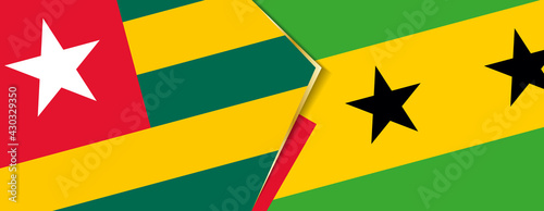 Togo and Sao Tome and Principe flags, two vector flags.