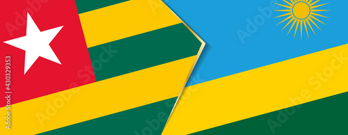 Togo and Rwanda flags, two vector flags.