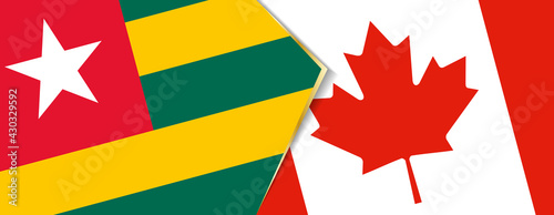 Togo and Canada flags, two vector flags.