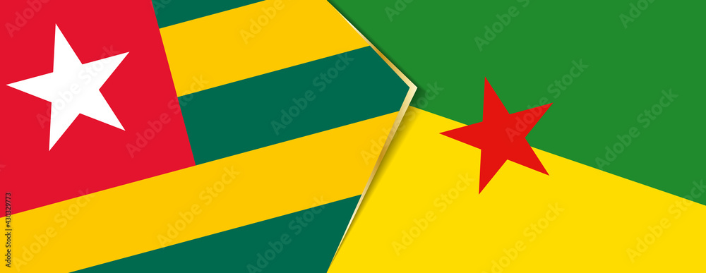 Togo and French Guiana flags, two vector flags.
