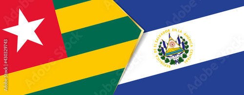 Togo and El Salvador flags, two vector flags.