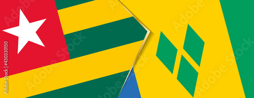 Togo and Saint Vincent and the Grenadines flags, two vector flags.