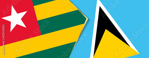 Togo and Saint Lucia flags, two vector flags.