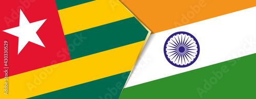 Togo and India flags, two vector flags.