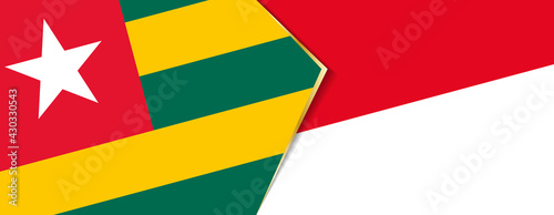 Togo and Indonesia flags, two vector flags.