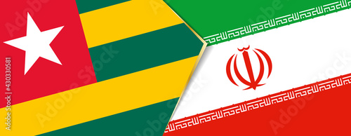 Togo and Iran flags, two vector flags.