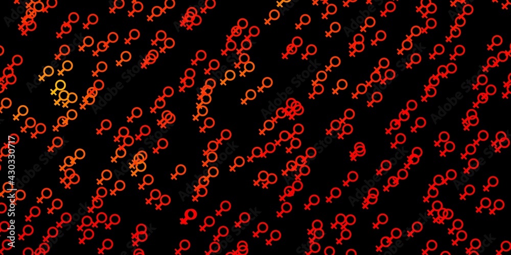 Dark Orange vector backdrop with woman's power symbols. Dark Orange vector backdrop with woman's power symbols.