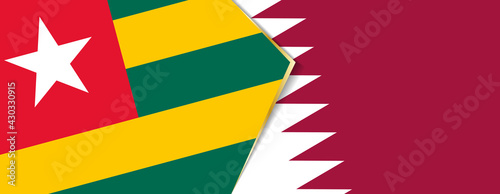 Togo and Qatar flags, two vector flags.