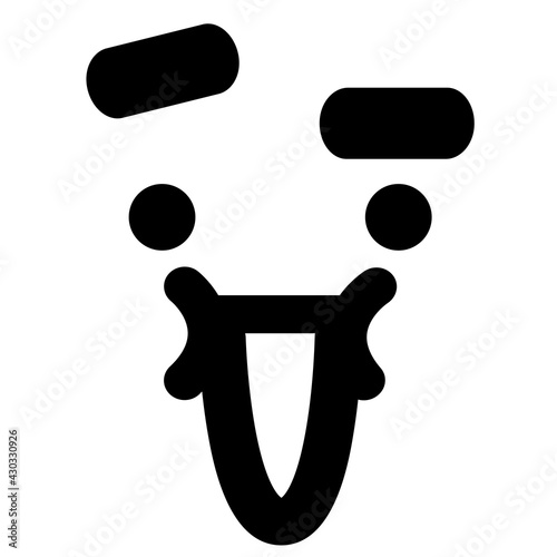 happy face raising eyebrow icon