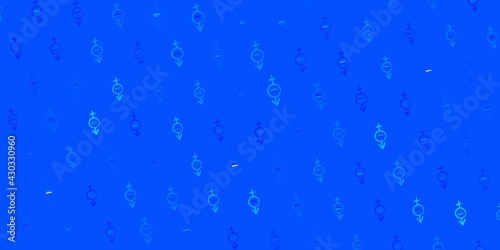 Light BLUE vector pattern with feminism elements.