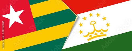 Togo and Tajikistan flags, two vector flags.