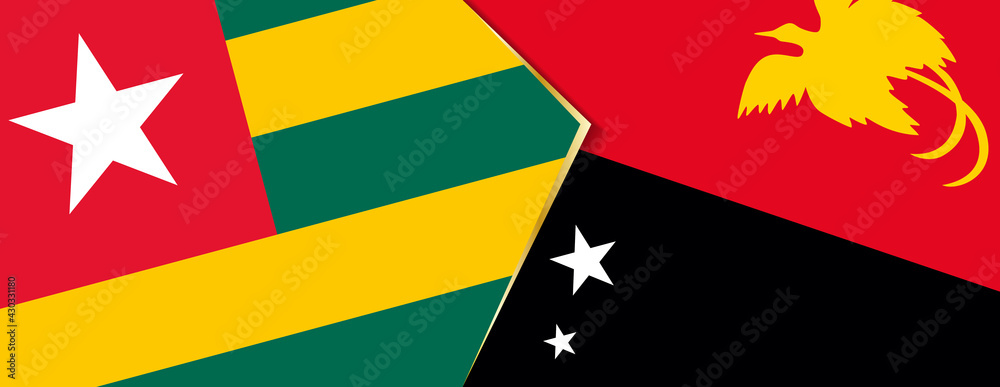 Togo and Papua New Guinea flags, two vector flags. Togo and Papua New Guinea flags, two vector flags.