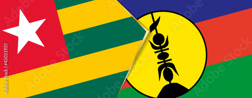 Togo and New Caledonia flags, two vector flags.