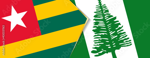 Togo and Norfolk Island flags, two vector flags.