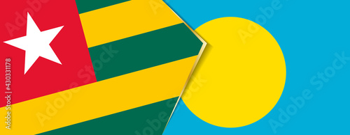 Togo and Palau flags, two vector flags.
