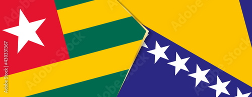 Togo and Bosnia and Herzegovina flags, two vector flags.