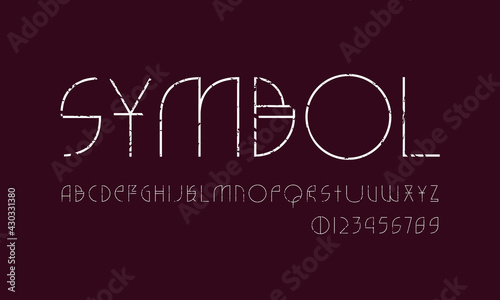 Decorative geometric sans serif font in the style of alien signs