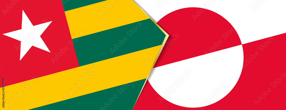 Togo and Greenland flags, two vector flags. Togo and Greenland flags, two vector flags.