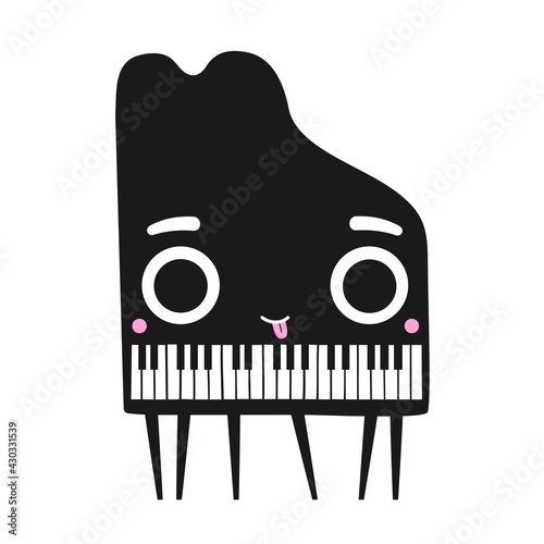 Canvas Print Vector illustration with cute funny black piano