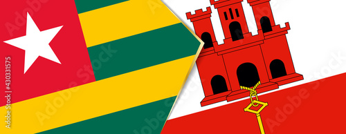 Togo and Gibraltar flags, two vector flags.